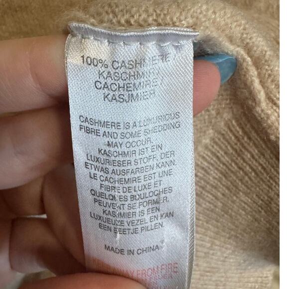 Scott And Scott London Bobble Sleeve Cashmere Sweater Turtleneck Beige Size Larg - Picture 10 of 12